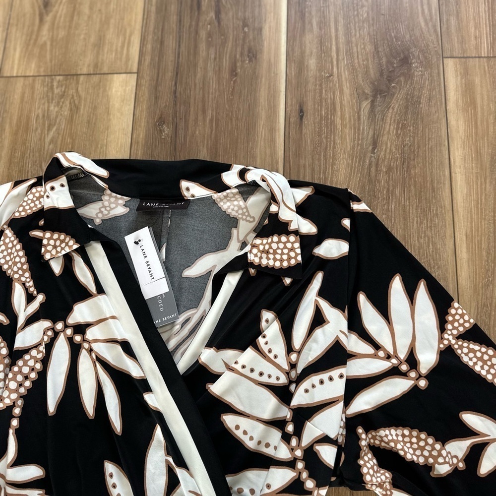Lane Bryant womens floral 3/4 sleeve faux wrap jersey midi dress size 22/24 NWT - Picture 5 of 6